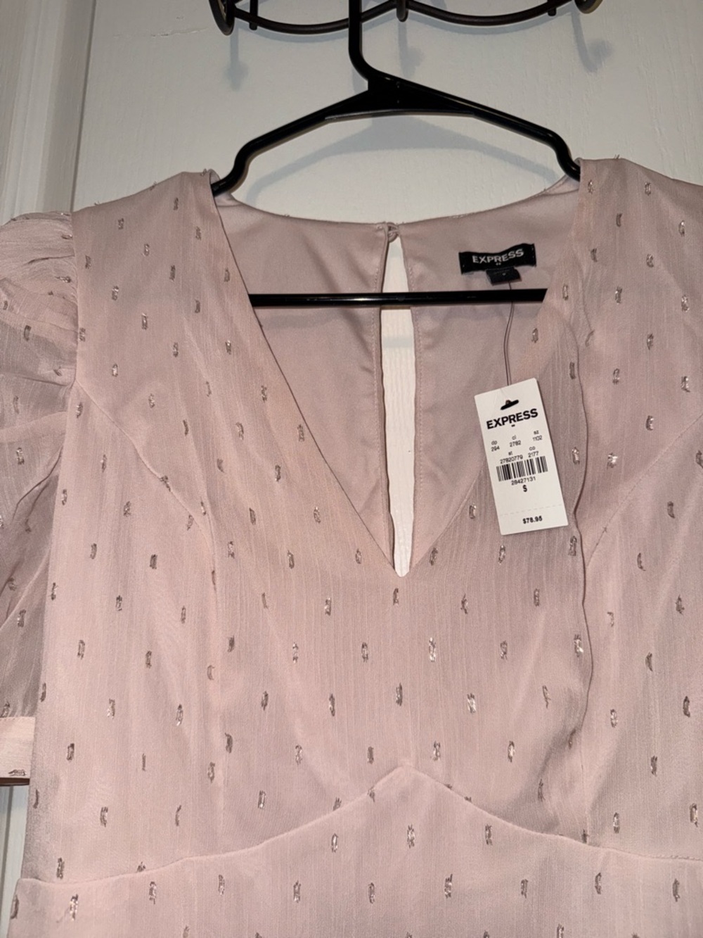 NWT Express Dusty Pink V-Neck Short Sleeve Mini Dress - Picture 4 of 8